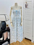 Ladies Spaghetti Straps Floral Print Long Dress